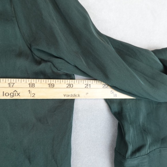 Quince Washable Stretch Silk Shirt Dress Forest Green Womens XL Long Sleeves - Picture 4 of 10